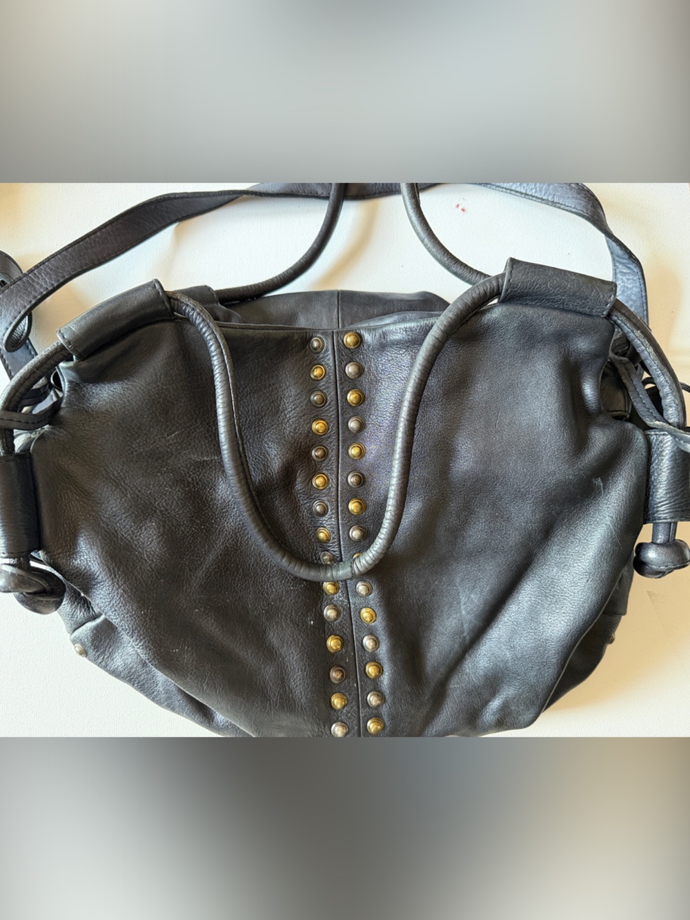 Free People Black Leather Studded Shoulder Bag